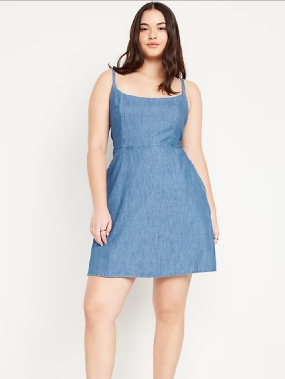 🏖OLD NAVY Summer Blue Denim A-Line Sundress with Slim Straps. Sz XL